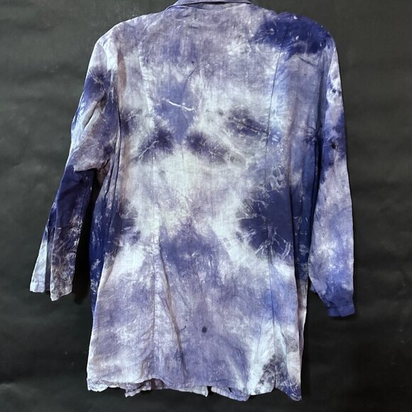 Click Color me Cotton Linen Purple Tie Dye Size XL Blue Lavender Shacket Jacket - Picture 3 of 6